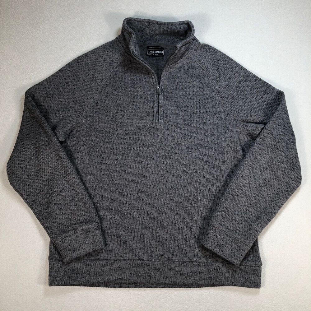 Craghoppers 1/4 Zip Men's M Gray Fleece Pullover Sweatshirt Logo Hiking Outdoor